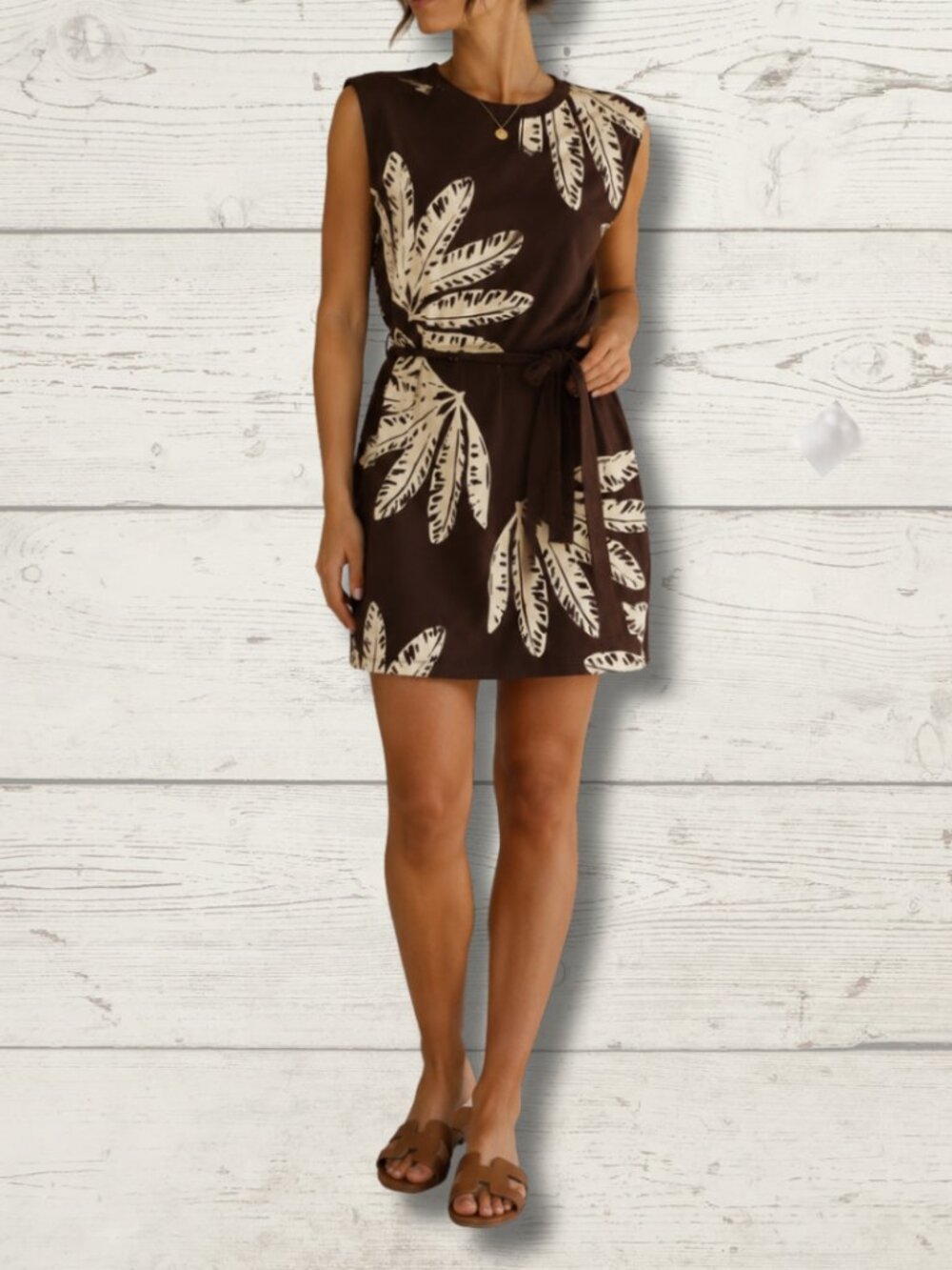 RW&CO Brown Leaf Print Dress – NWT – XS